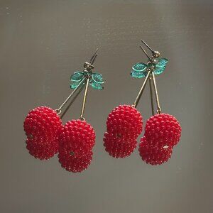 Beaded Cherry Earrings